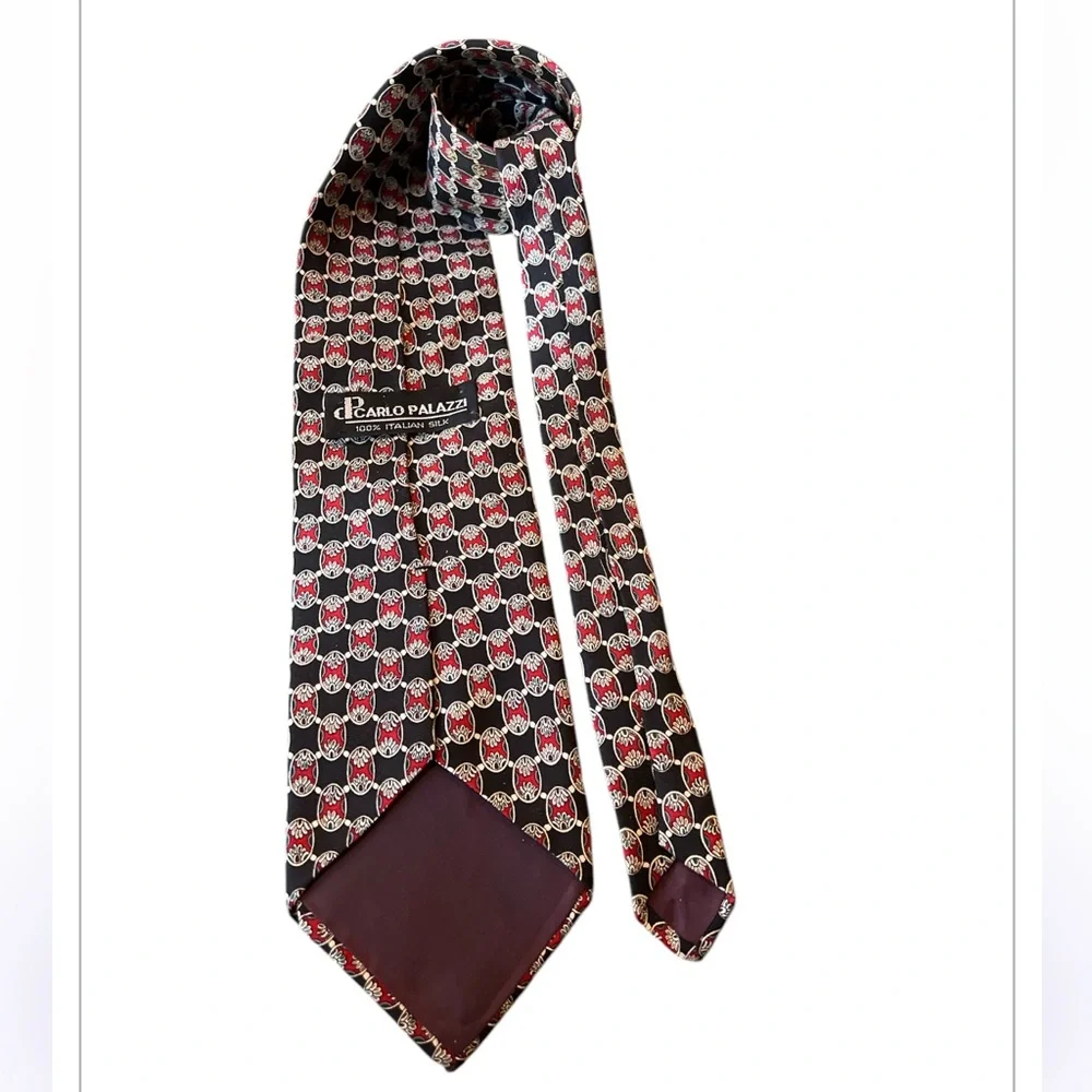 Carlo Palazzi Silk Geometric Abstract Tie Hand Made in Italy 4”W 59”L